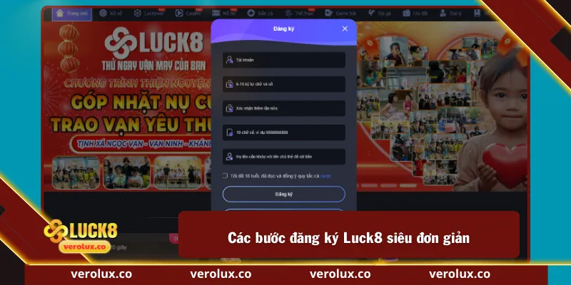 Các bước đăng ký Luck8 siêu đơn giản